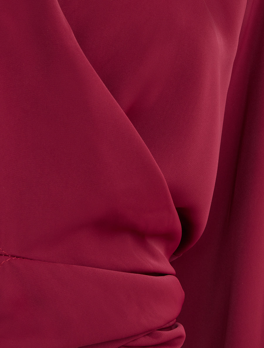 Effen en satijnen cache-coeur crop-top - Bordeaux