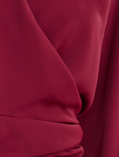 Effen en satijnen cache-coeur crop-top - Bordeaux