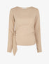 Pull fin uni à cotés froncés et pan décoratif - Beige - 1