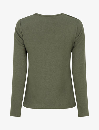 Pull à détail dentelle et empiècement métallique - Kaki - 2