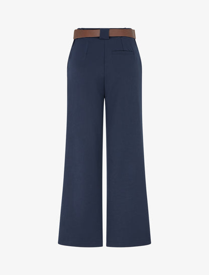 Pantalon droit uni taille haute - Marine - 2