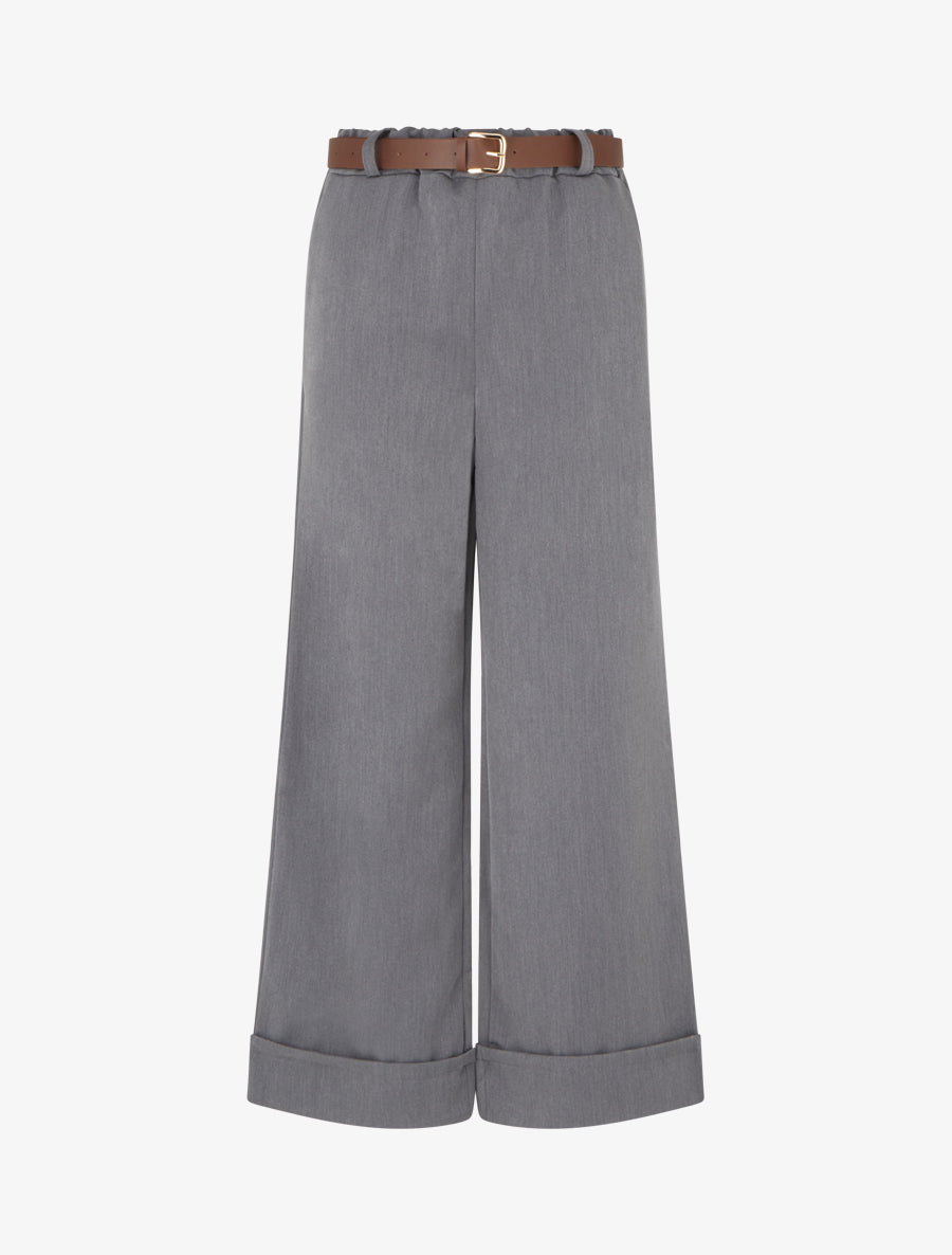 Pantalon ample à revers - Gris - 1