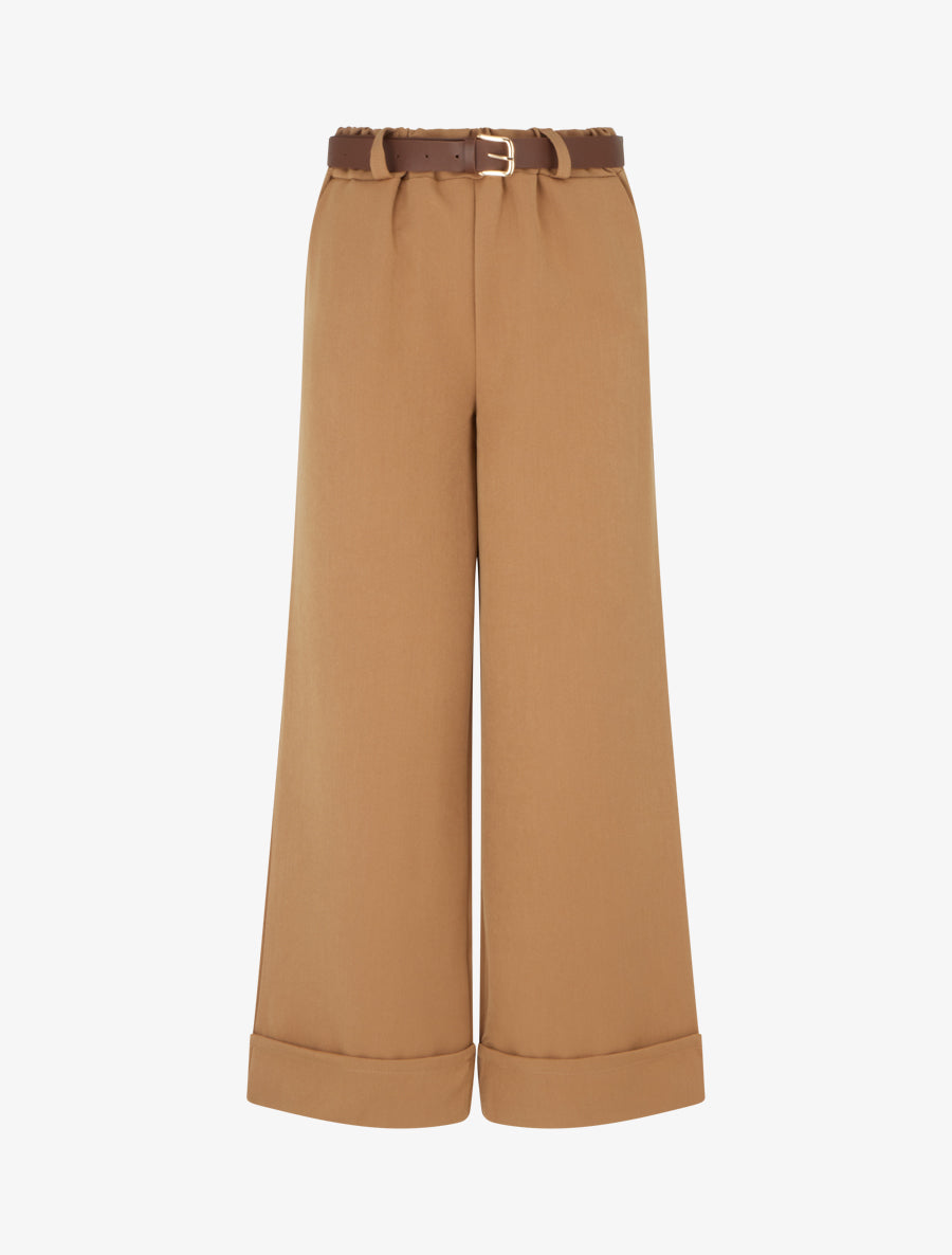 Pantalon ample à revers - Camel - 1