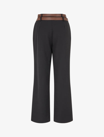 Pantalon droit à double ceintures - Noir - 2