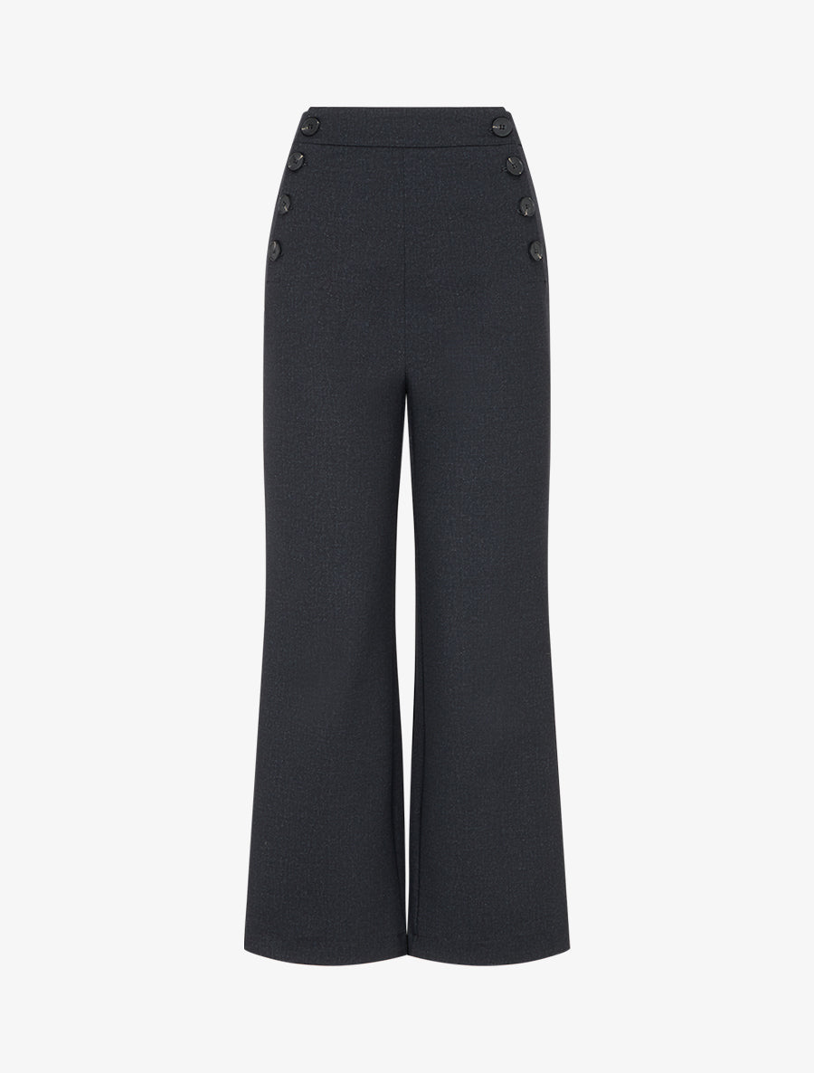 Pantalon à pont coupe droite - Noir - 1