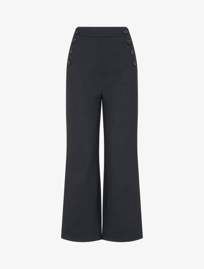 Pantalon à pont coupe droite - Noir - 1
