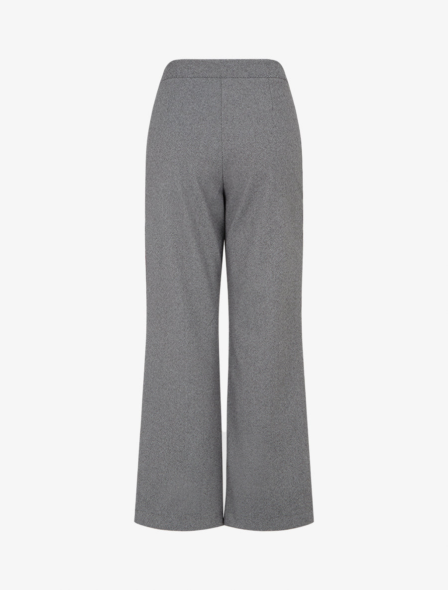 Rechte broek met chevronprint en knopen. - Grijs