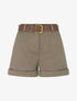 Short droit à revers et ceinture - Taupe - 1