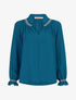 Blouse droite à détail brodé - Bleu canard - 4