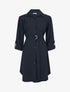 Robe chemise fluide et ceinturée - Marine - 1
