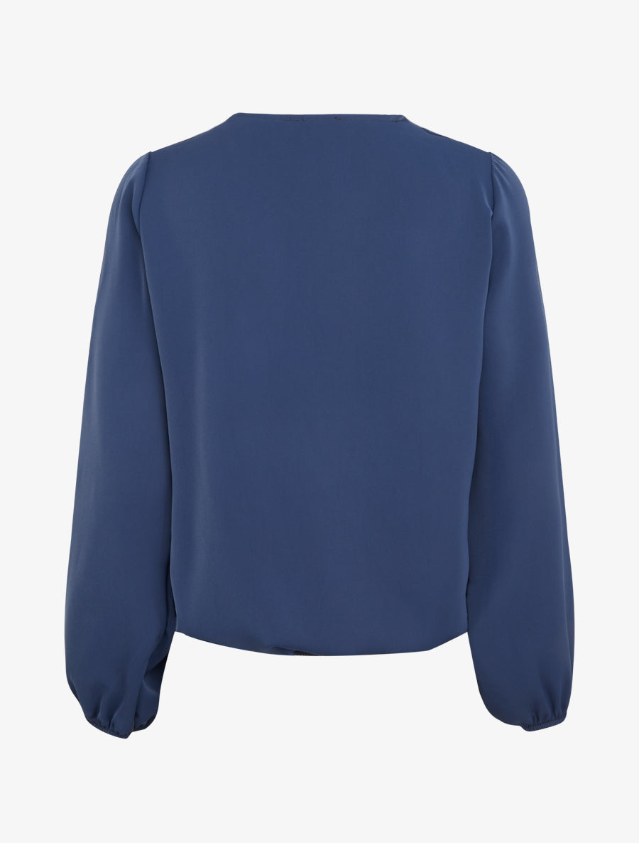 Top fluide à col asymétrique et bijoux doré - Marine - 2