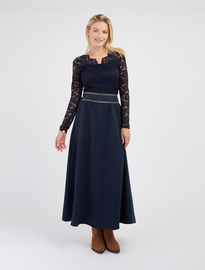 Top uni en dentelle - Marine - 8