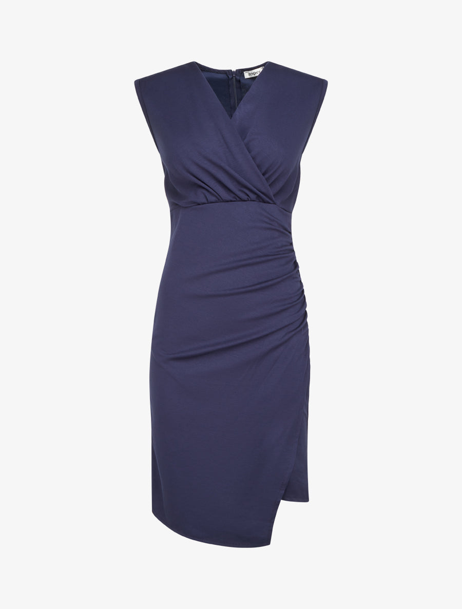 Robe sans manches style portefeuille - Marine - 1