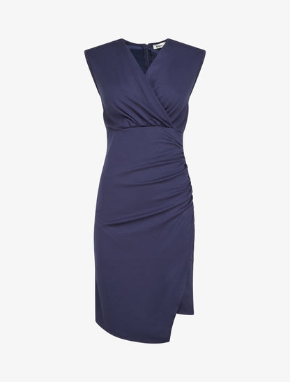 Robe sans manches style portefeuille - Marine - 1