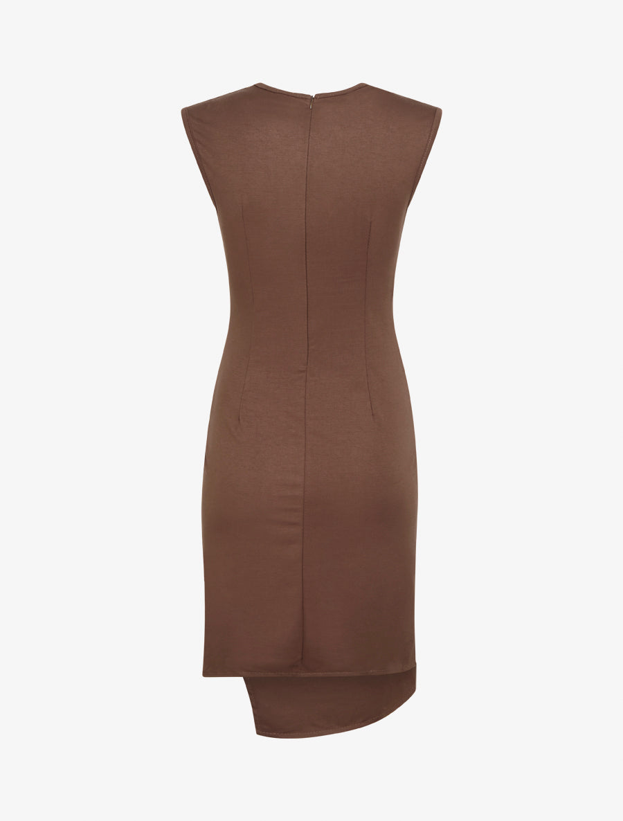 Robe sans manches style portefeuille - Marron - 2