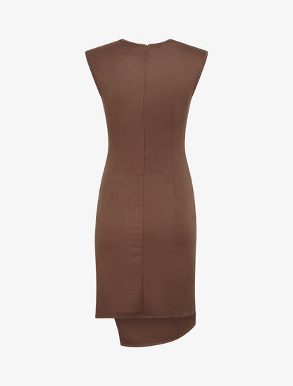 Robe sans manches style portefeuille - Marron - 2