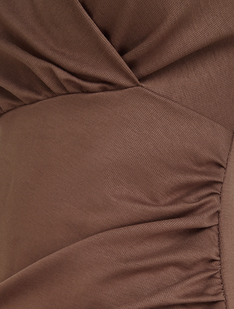 Robe sans manches style portefeuille - Marron - 3