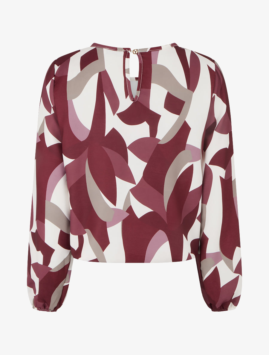 Top imprimé graphique à manches longues - Violet - 2