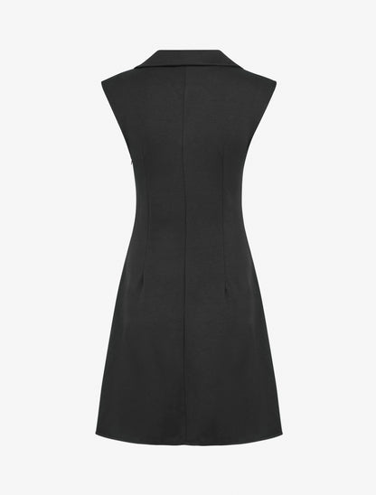 Robe évasée sans manches à col cache-coeur - Noir - 2
