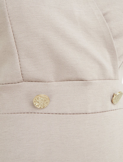 Robe évasée sans manches à col cache-coeur - Taupe - 3