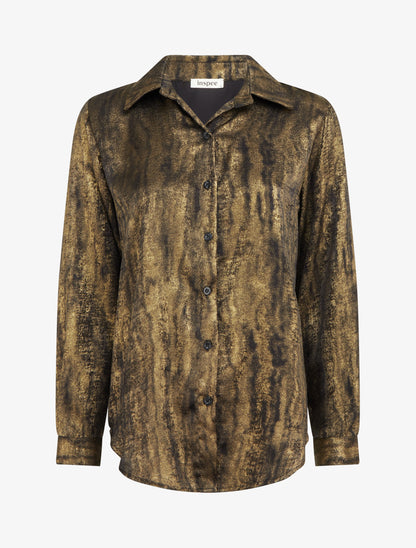 Chemise fluide irisée coupe droite - Or - 1
