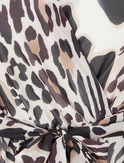 Robe à dos nu V imprimé fantaisie - Noir - 3