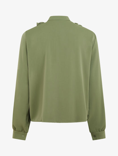 Blouse unie à col jabot - Kaki - 2