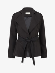 Blazer uni ceinturé - Noir - 1