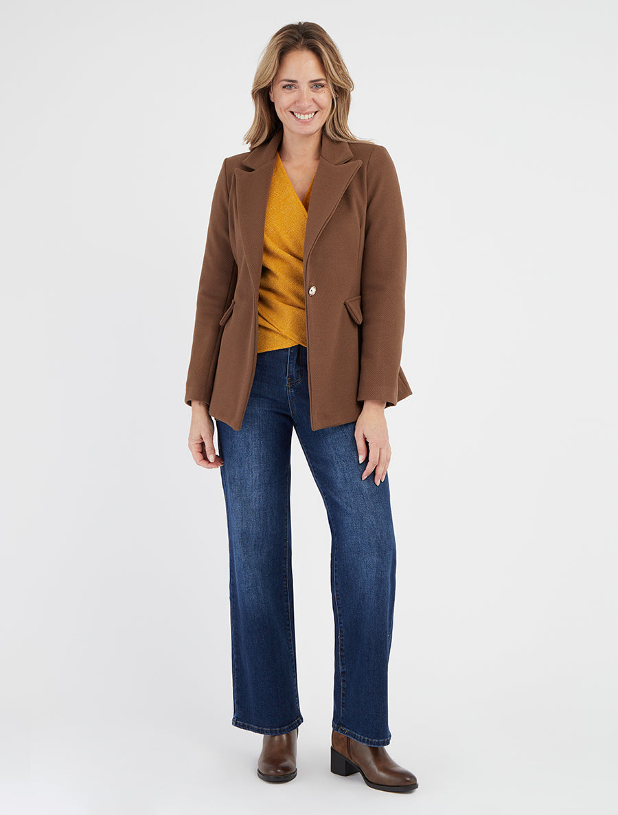 Korte mantel met decoratieve zakken - Lichtbruin