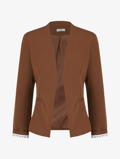 Recht jasje met schoudervullingen - Bruin