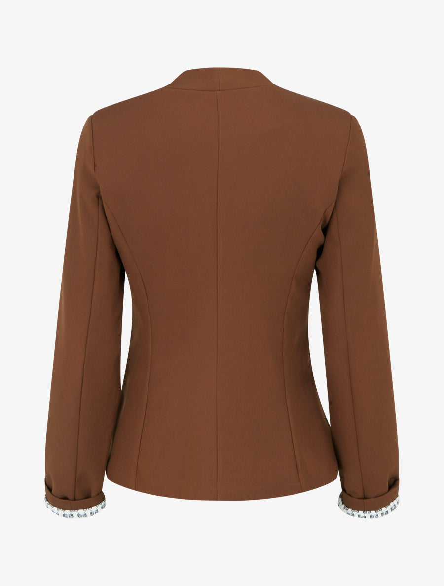 Recht jasje met schoudervullingen - Bruin