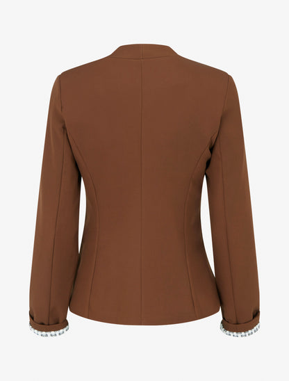 Recht jasje met schoudervullingen - Bruin
