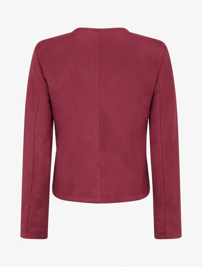 Veste courte ouverte en suédine - Bordeaux - 2