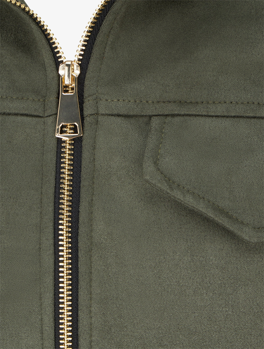 Veste élastiquée en suédine - Kaki - 3