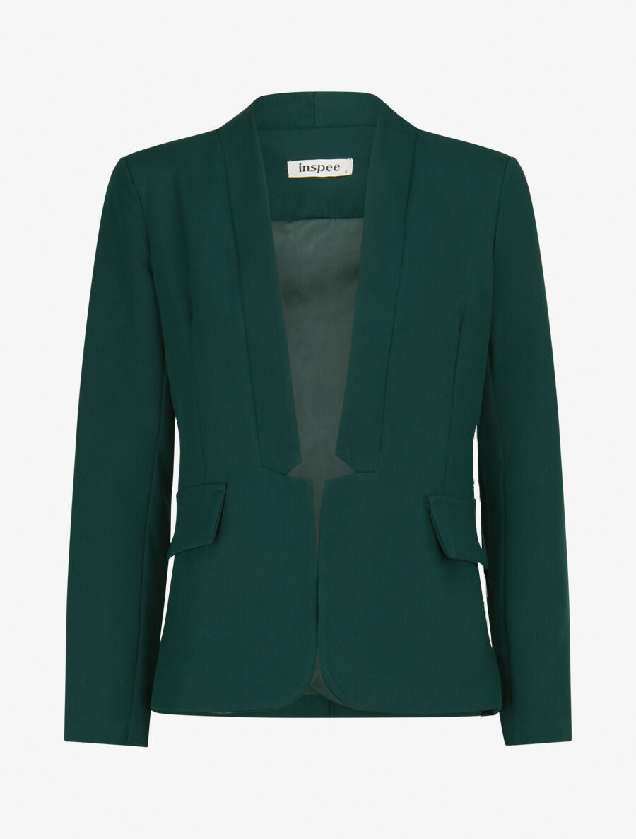 Veste à col droit et bord cranté - Vert forêt - 1