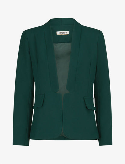 Veste à col droit et bord cranté - Vert forêt - 1