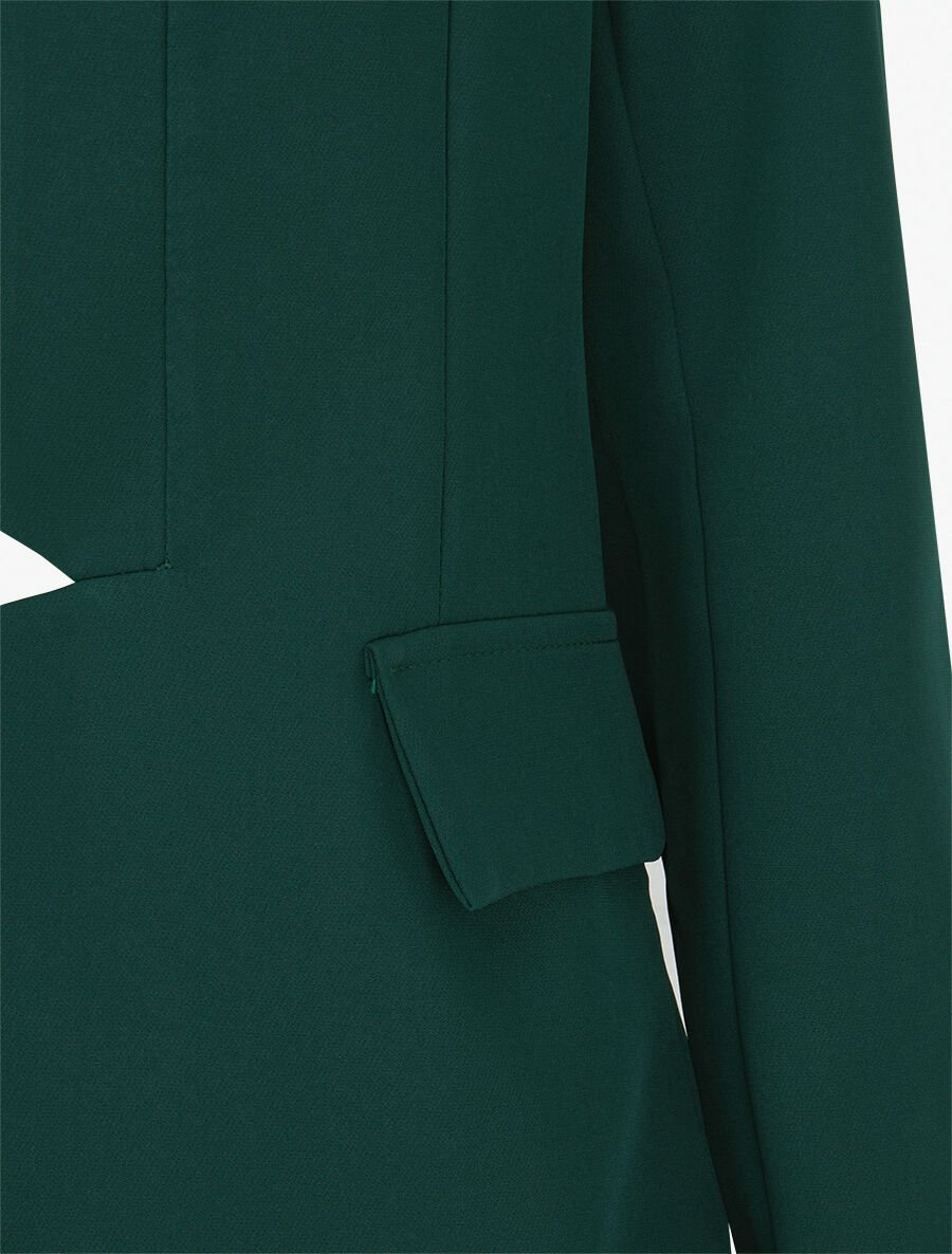 Veste à col droit et bord cranté - Vert forêt - 3