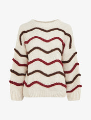 Pull en maille à motif vagues - Marron/bordeaux - 1