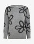 Pull droit à imprimé floral - Gris - 1