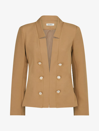 Veste officier à col droit - Beige foncé - 4