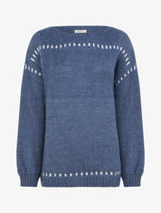 Pull uni duveteux - Bleu - 1