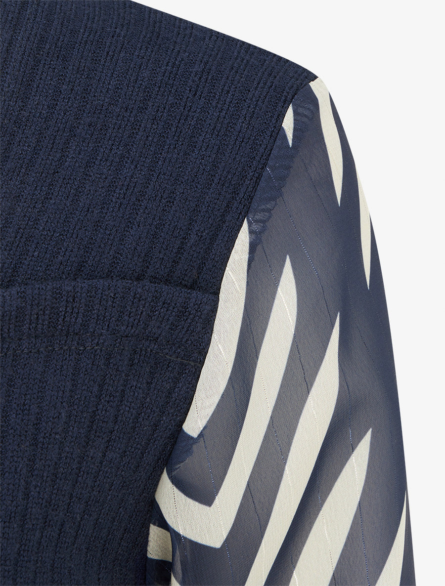 Pull côtélé à manches longues imprimé graphique - Marine - 3