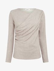 Pull uni à côté effet drapé - Beige - 1