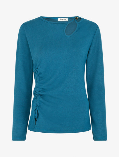 Pull en maille fine à lien de serrage - Bleu - 1