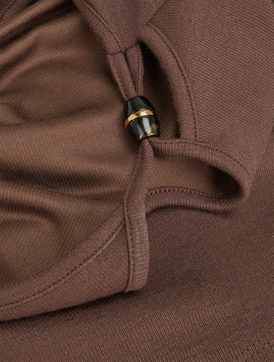 Pull en maille fine à lien de serrage - Marron - 3