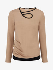 Pull fin ajouré à boutons - Beige - 1