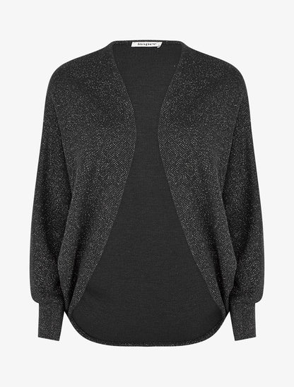 Gilet uni irisé à manches chauves-souris - Noir - 1