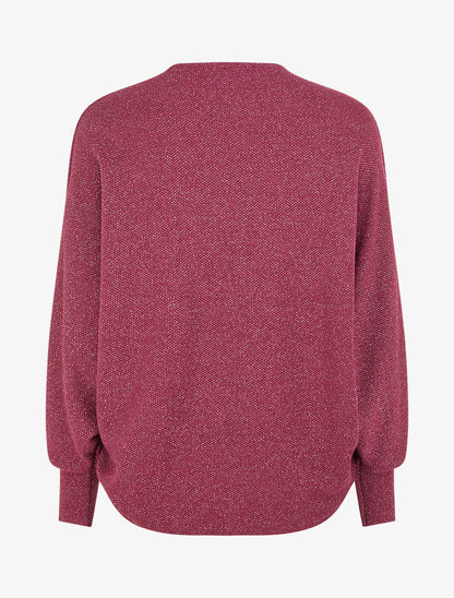Gilet uni irisé à manches chauves-souris - Prune - 2