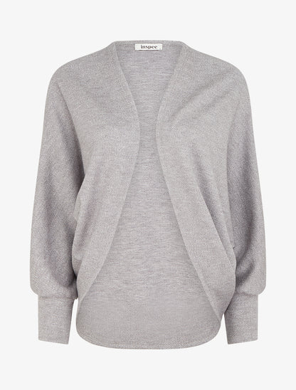 Gilet uni irisé à manches chauves-souris - Gris - 1