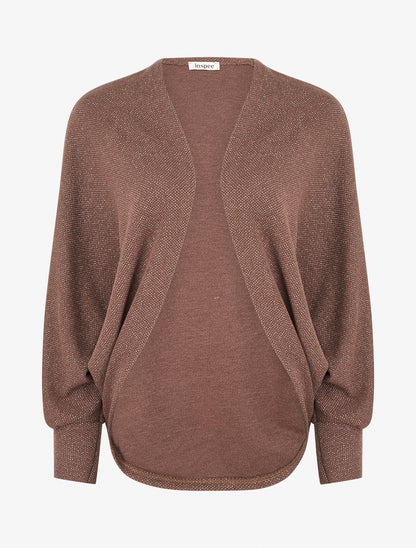 Gilet uni irisé à manches chauves-souris - Marron - 1